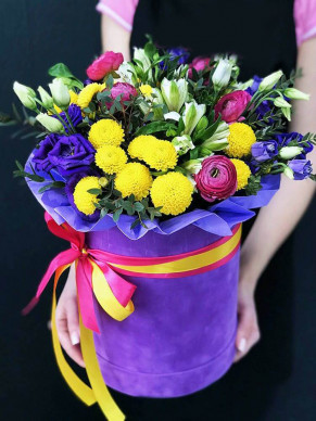 Букет Мария в шляпной коробке